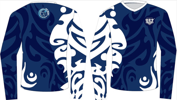 UCT Ladies Navy Long Sleeve V-Neck Shirt