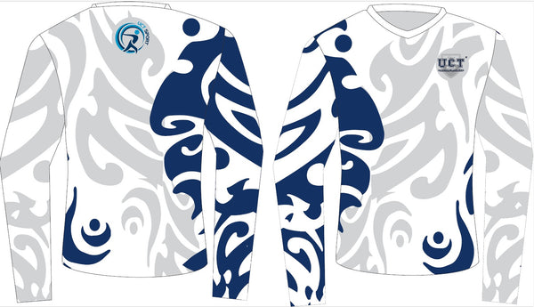 UCT Men's White Long Sleeve V-neck Shirt