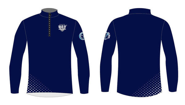 UCT Navy Half tone Quarter-zip long sleeve